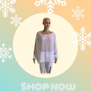 GAUZE SLIT-SLEEVE DOLMAN TOP